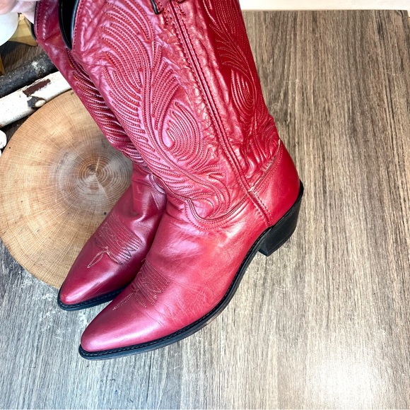 *Abilene Boots Ladies 11” Red Cowhide Pointed Toe Boot Size 10M - Picture 16 of 16